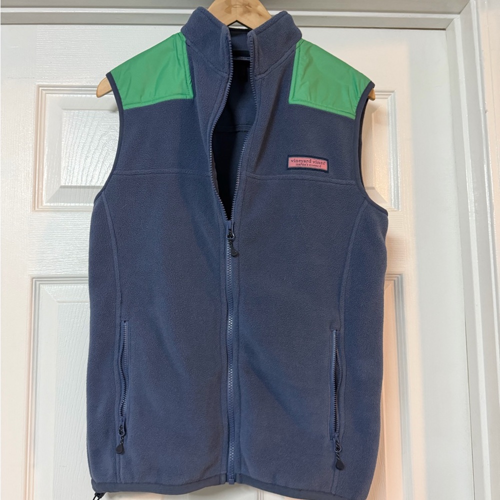 Vineyard Vines Navy and Green Fleece Vest